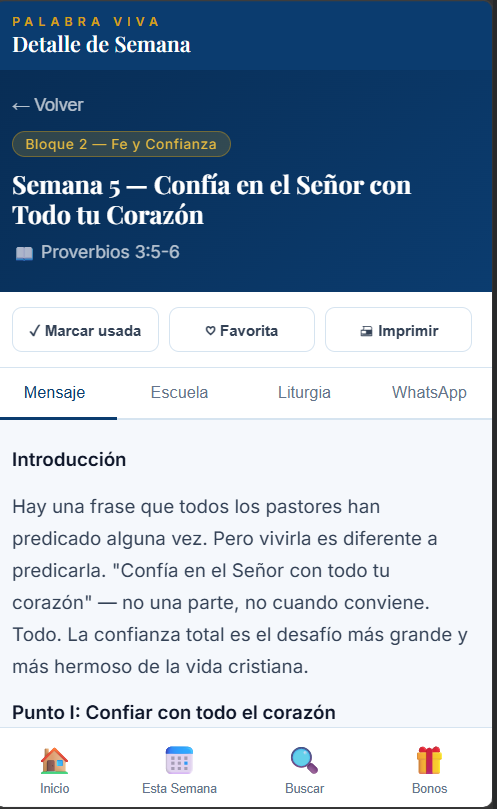 App — detalle semanal